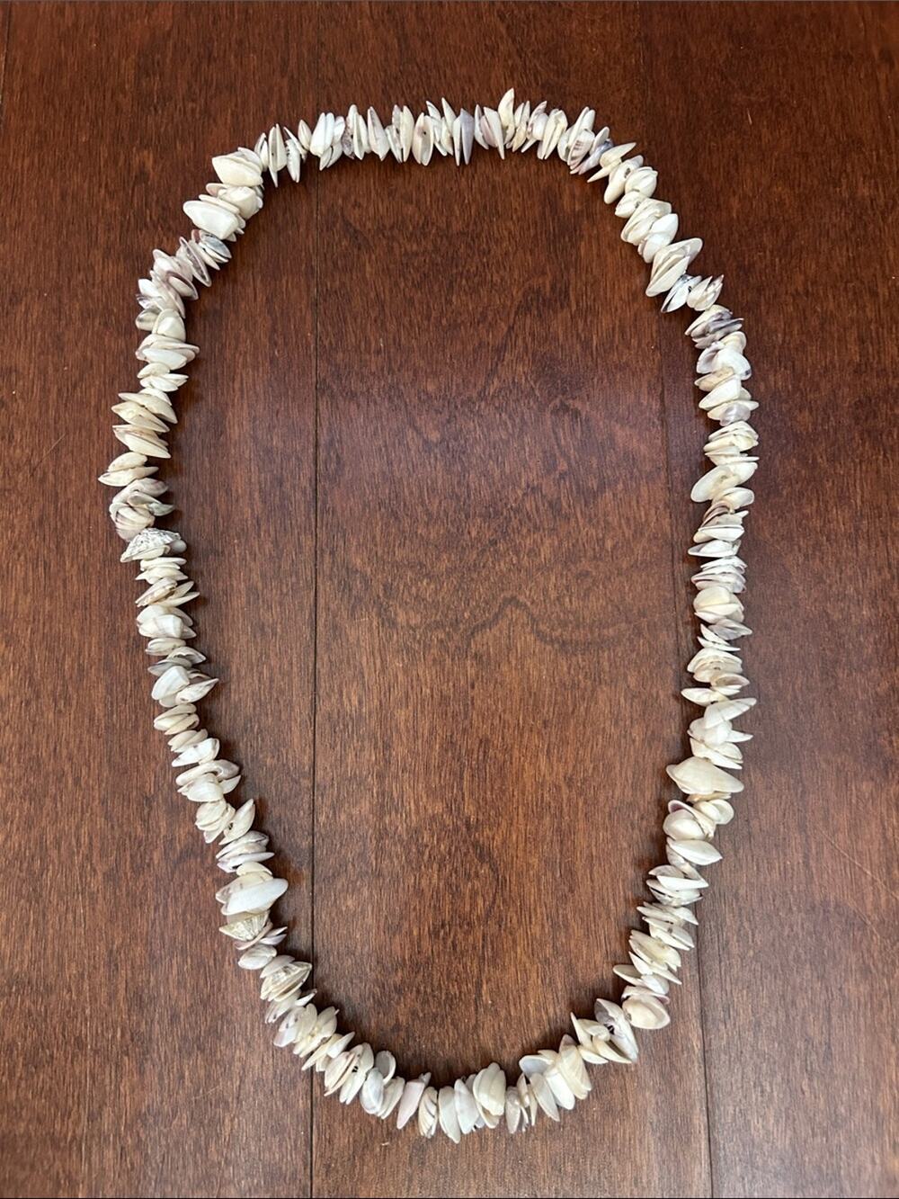 Vintage Long Natural Cream Shell Necklace